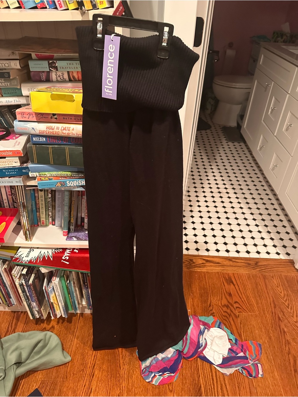 Florence Black Ribbed Boot Cut Jumpsuit Pants